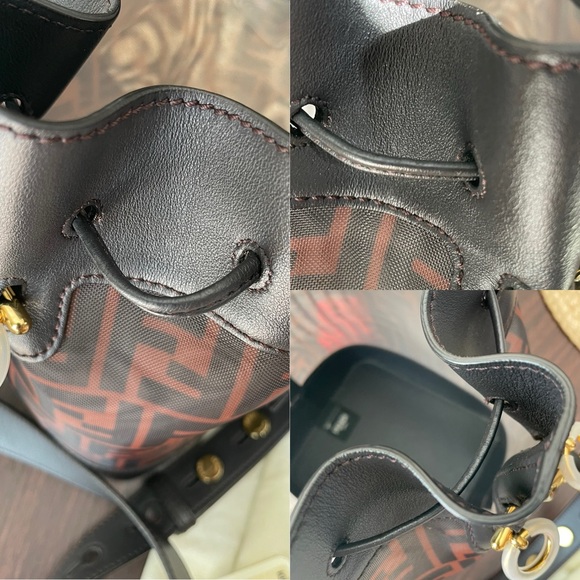 AUTHENTIC FENDI MON TRESOR BROWN BUCKET BAG IN ZUCCA MESH RETAIL 2,490$ - Picture 15 of 17